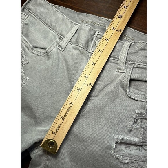 American Eagle Next Level Stretch Gray Distressed Jegging Skinny Jean Sz 6 - Picture 5 of 7